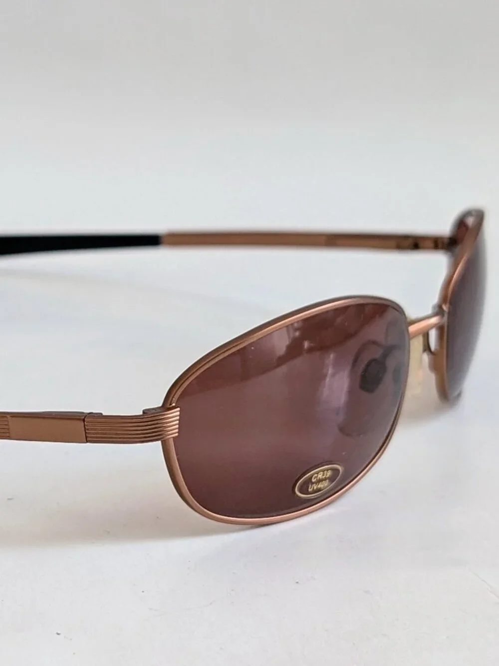 NWT Vintage 90's Rectangle Metal Designer Sport Sunglasses (M. Brown)